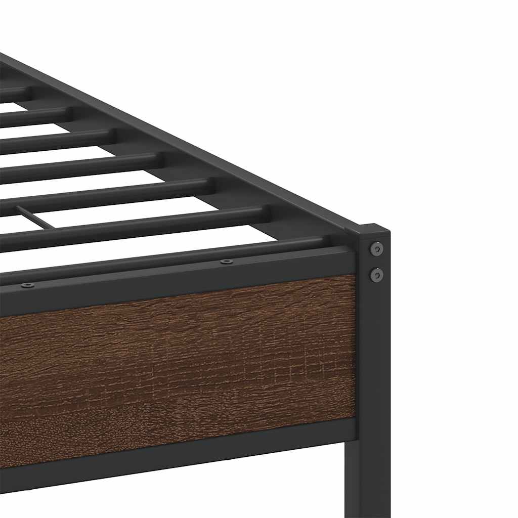Bedframe zonder matras bewerkt hout bruin eikenkleur 150x200 cm is nu te koop bij PeponiXL, paradijselijk wonen!