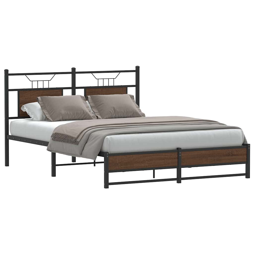 Bedframe zonder matras bewerkt hout bruin eikenkleur 150x200 cm is nu te koop bij PeponiXL, paradijselijk wonen!
