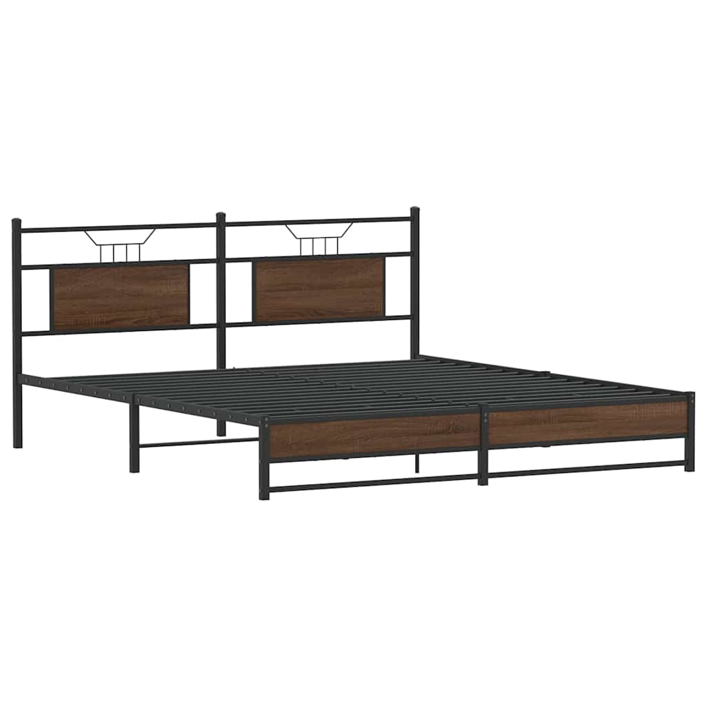 Bedframe zonder matras bewerkt hout bruin eikenkleur 160x200 cm is nu te koop bij PeponiXL, paradijselijk wonen!