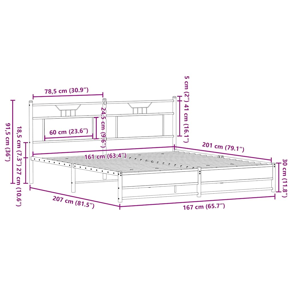 Bedframe zonder matras bewerkt hout bruin eikenkleur 160x200 cm is nu te koop bij PeponiXL, paradijselijk wonen!