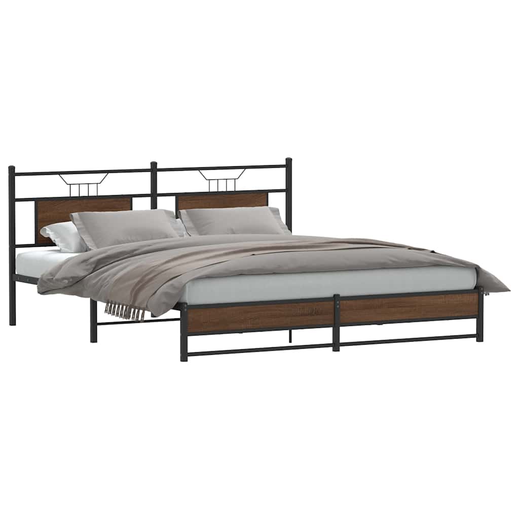 Bedframe zonder matras bewerkt hout bruin eikenkleur 160x200 cm is nu te koop bij PeponiXL, paradijselijk wonen!