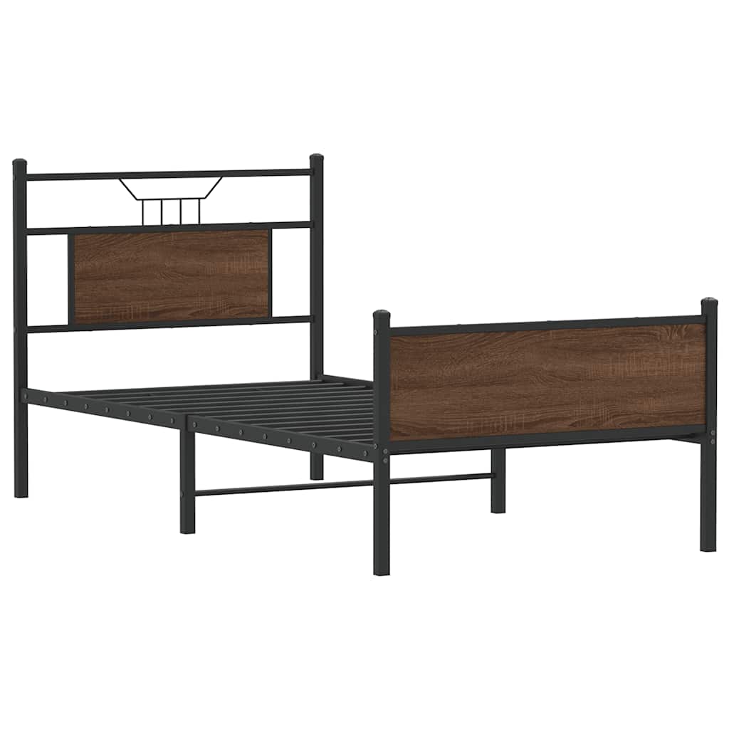 Bedframe zonder matras bewerkt hout bruin eikenkleur 75x190 cm is nu te koop bij PeponiXL, paradijselijk wonen!