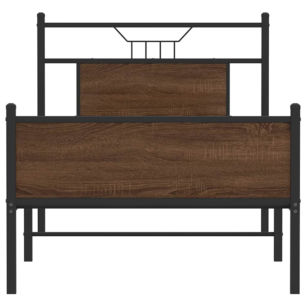 Bedframe zonder matras bewerkt hout bruin eikenkleur 75x190 cm is nu te koop bij PeponiXL, paradijselijk wonen!