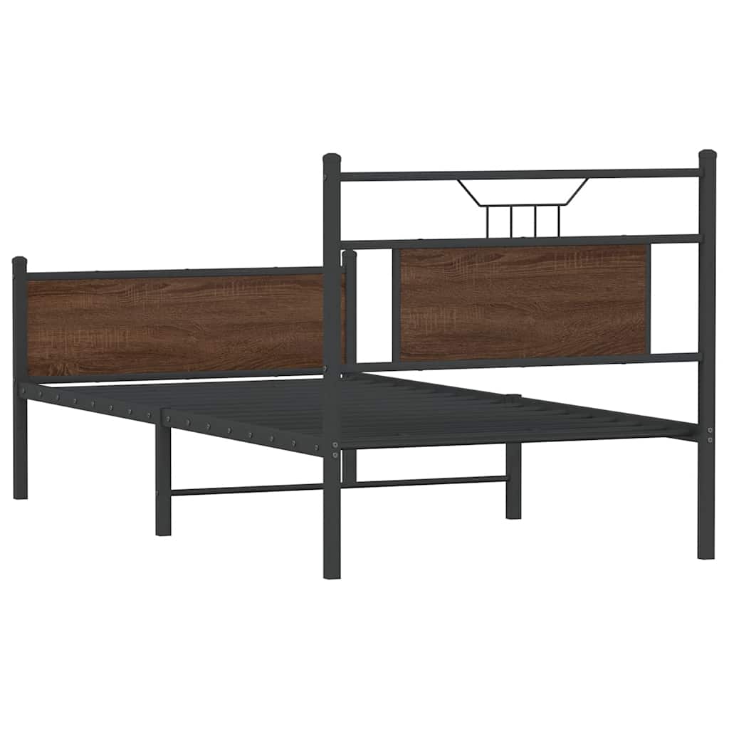 Bedframe zonder matras bewerkt hout bruin eikenkleur 75x190 cm is nu te koop bij PeponiXL, paradijselijk wonen!
