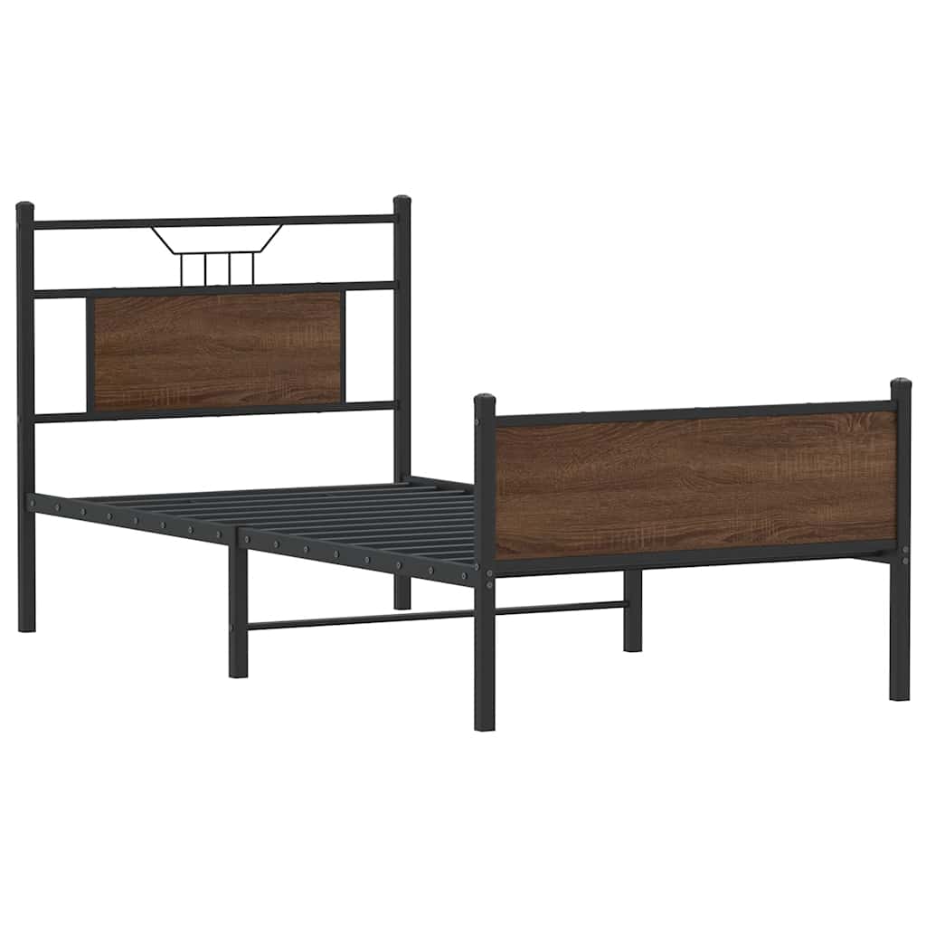 Bedframe zonder matras bewerkt hout bruin eikenkleur 90x190 cm is nu te koop bij PeponiXL, paradijselijk wonen!