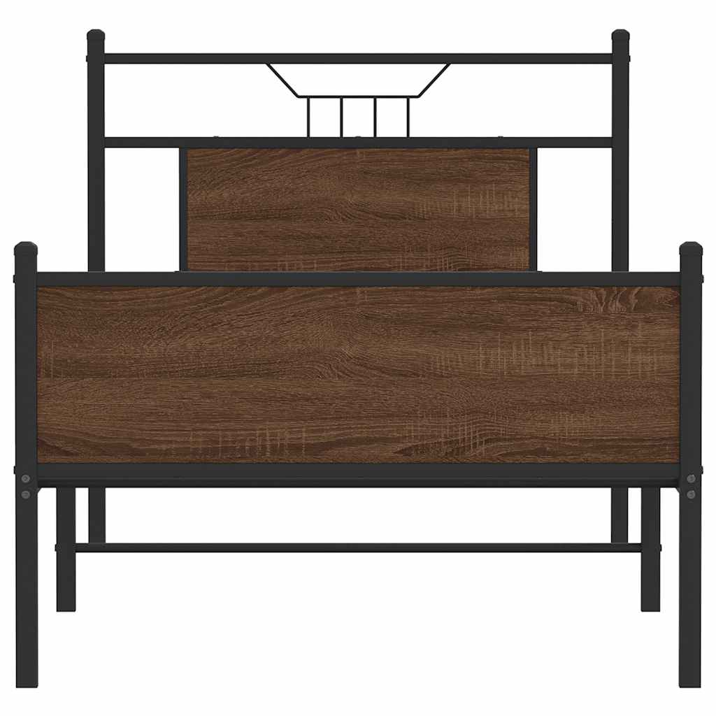 Bedframe zonder matras bewerkt hout bruin eikenkleur 90x190 cm is nu te koop bij PeponiXL, paradijselijk wonen!