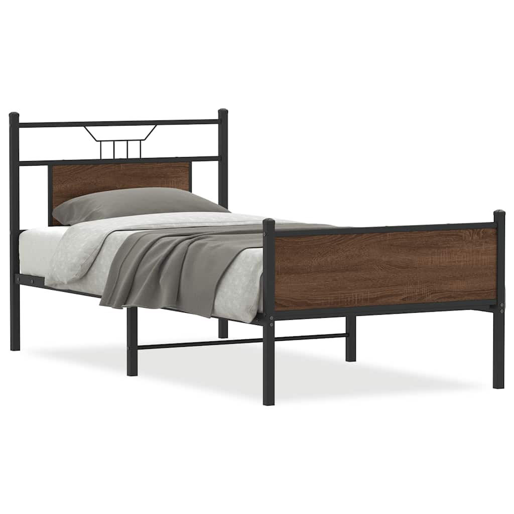 Bedframe zonder matras bewerkt hout bruin eikenkleur 90x200 cm is nu te koop bij PeponiXL, paradijselijk wonen!