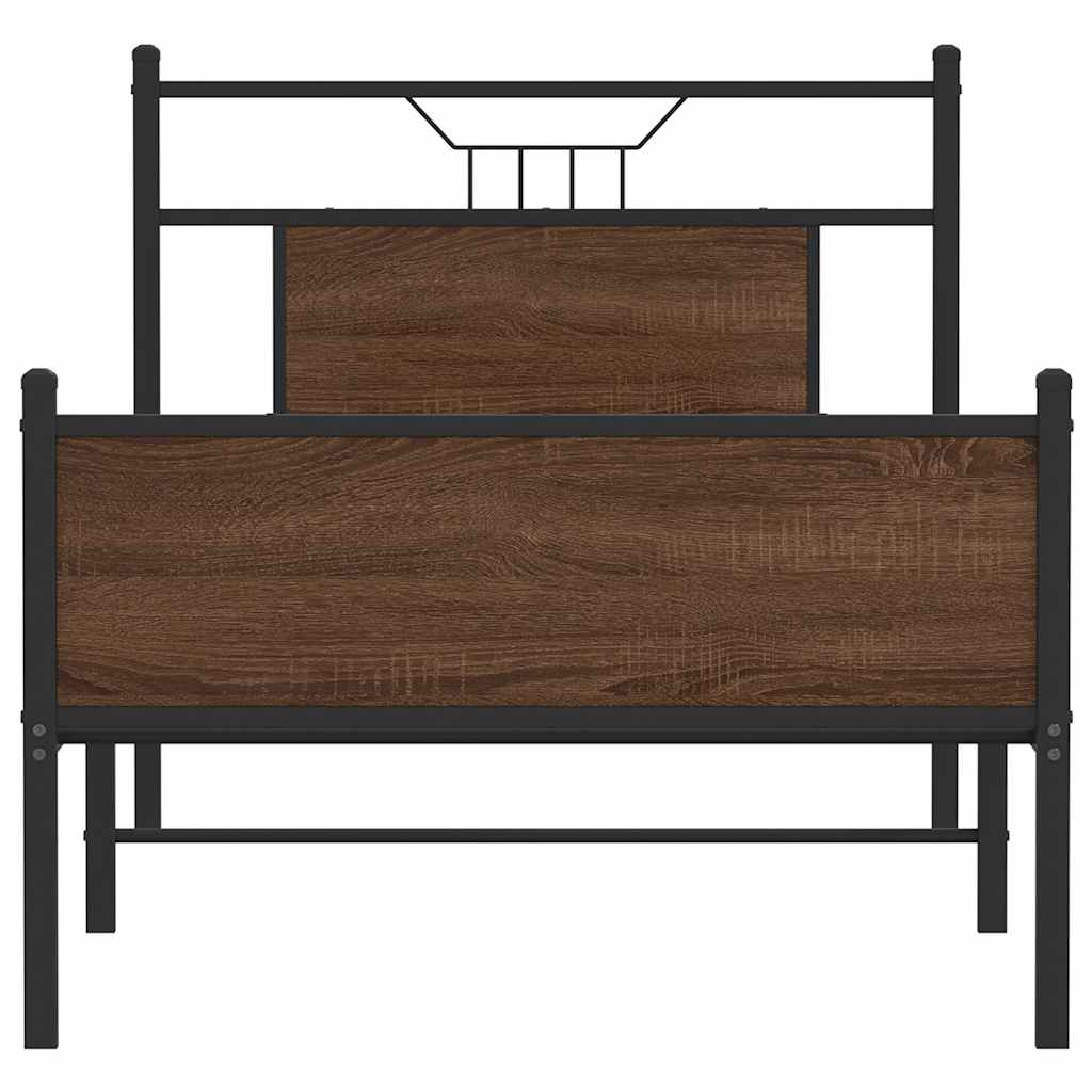 Bedframe zonder matras bewerkt hout bruin eikenkleur 90x200 cm is nu te koop bij PeponiXL, paradijselijk wonen!