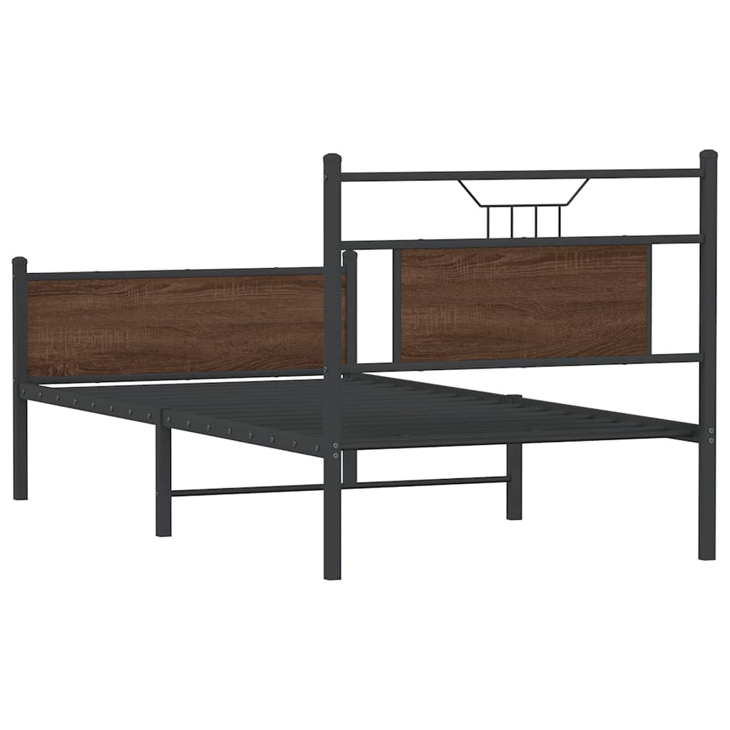 Bedframe zonder matras bewerkt hout bruin eikenkleur 90x200 cm is nu te koop bij PeponiXL, paradijselijk wonen!