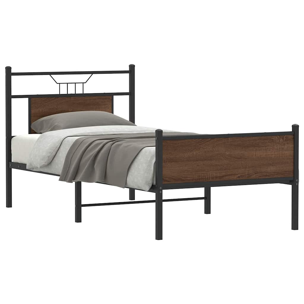 Bedframe zonder matras bewerkt hout bruin eikenkleur 90x200 cm is nu te koop bij PeponiXL, paradijselijk wonen!
