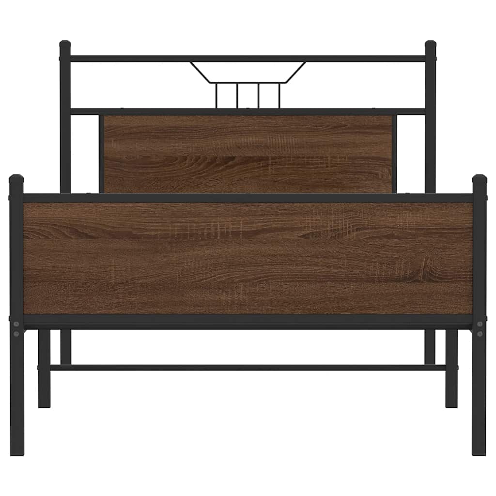 Bedframe zonder matras bewerkt hout bruin eikenkleur 100x190 cm is nu te koop bij PeponiXL, paradijselijk wonen!