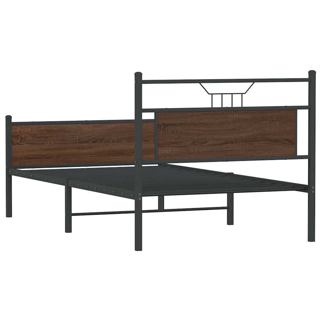 Bedframe zonder matras bewerkt hout bruin eikenkleur 100x190 cm is nu te koop bij PeponiXL, paradijselijk wonen!