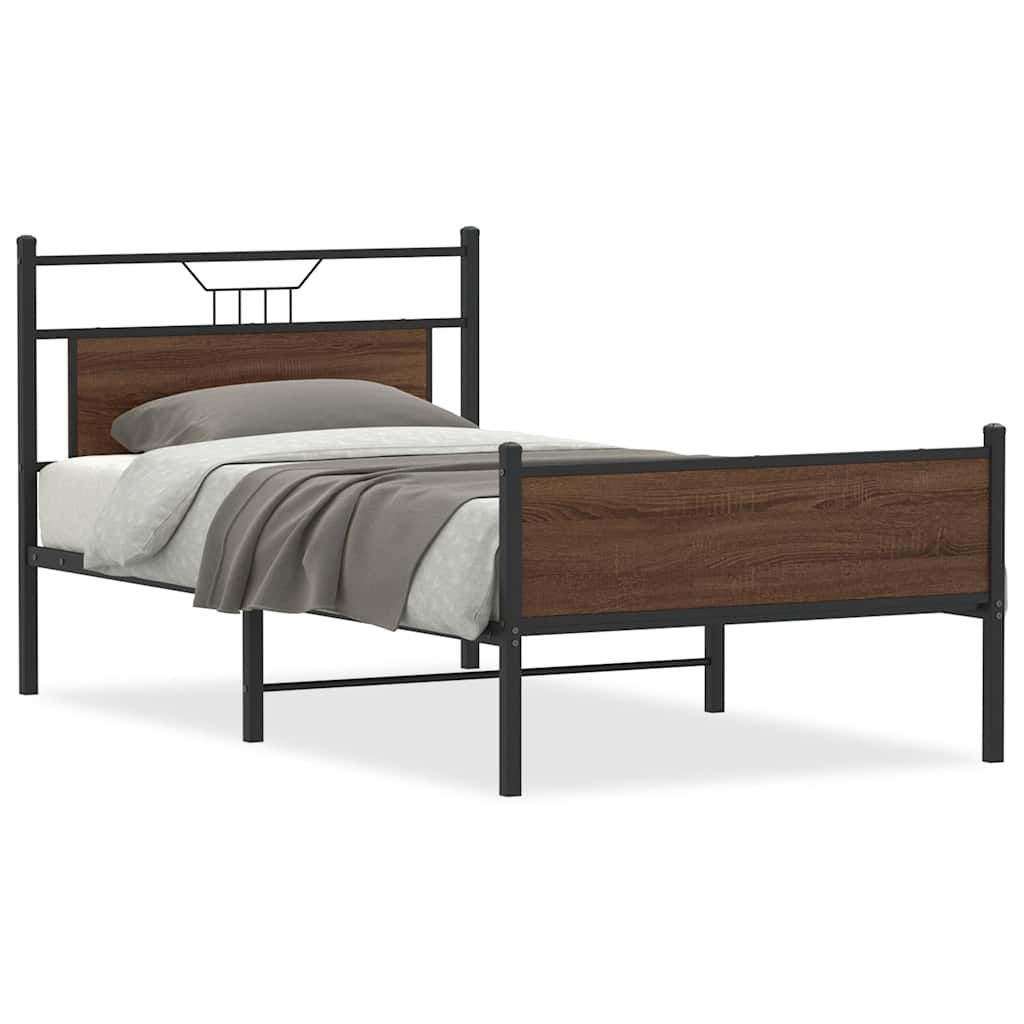 Bedframe zonder matras bewerkt hout bruin eikenkleur 100x200 cm is nu te koop bij PeponiXL, paradijselijk wonen!