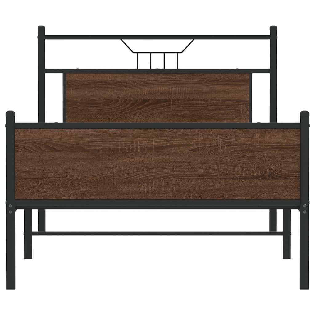 Bedframe zonder matras bewerkt hout bruin eikenkleur 100x200 cm is nu te koop bij PeponiXL, paradijselijk wonen!