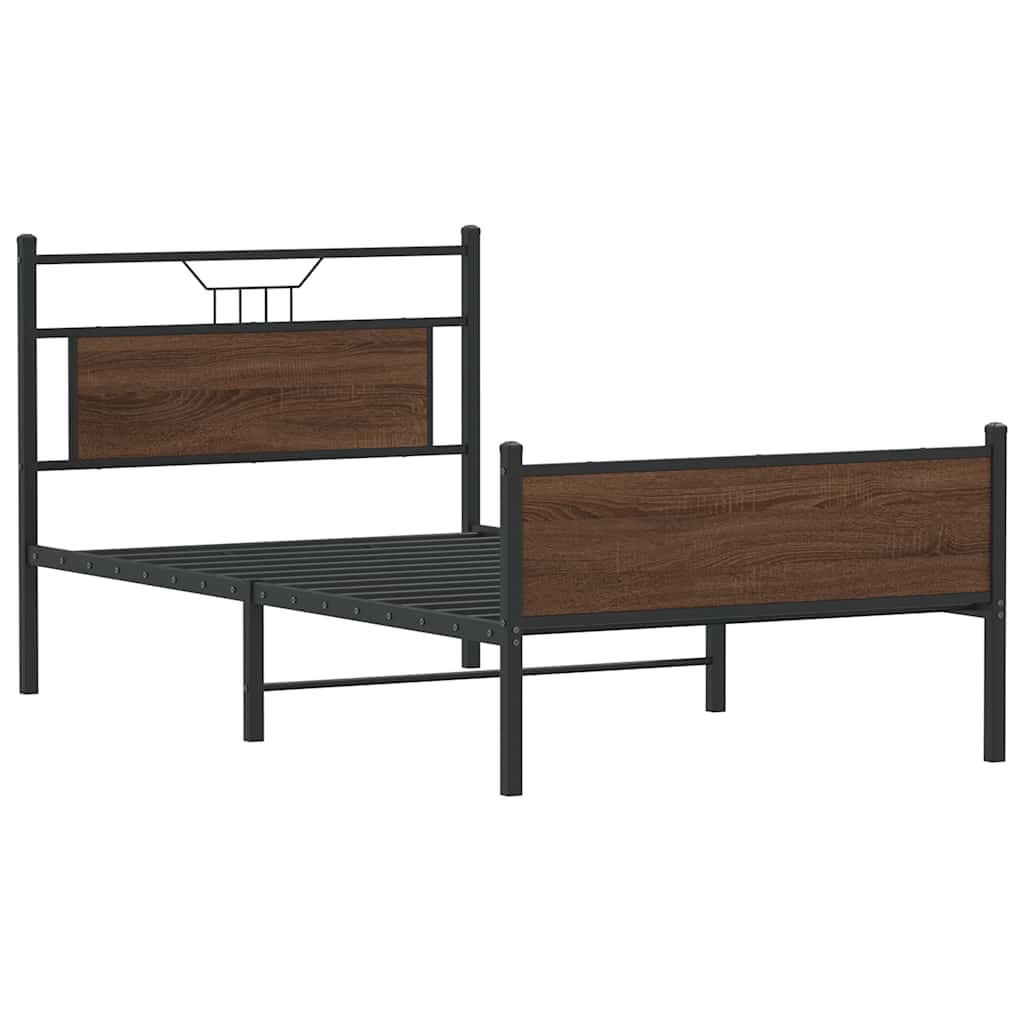 Bedframe zonder matras 107x203 cm spaanplaat bruin eikenkleurig is nu te koop bij PeponiXL, paradijselijk wonen!