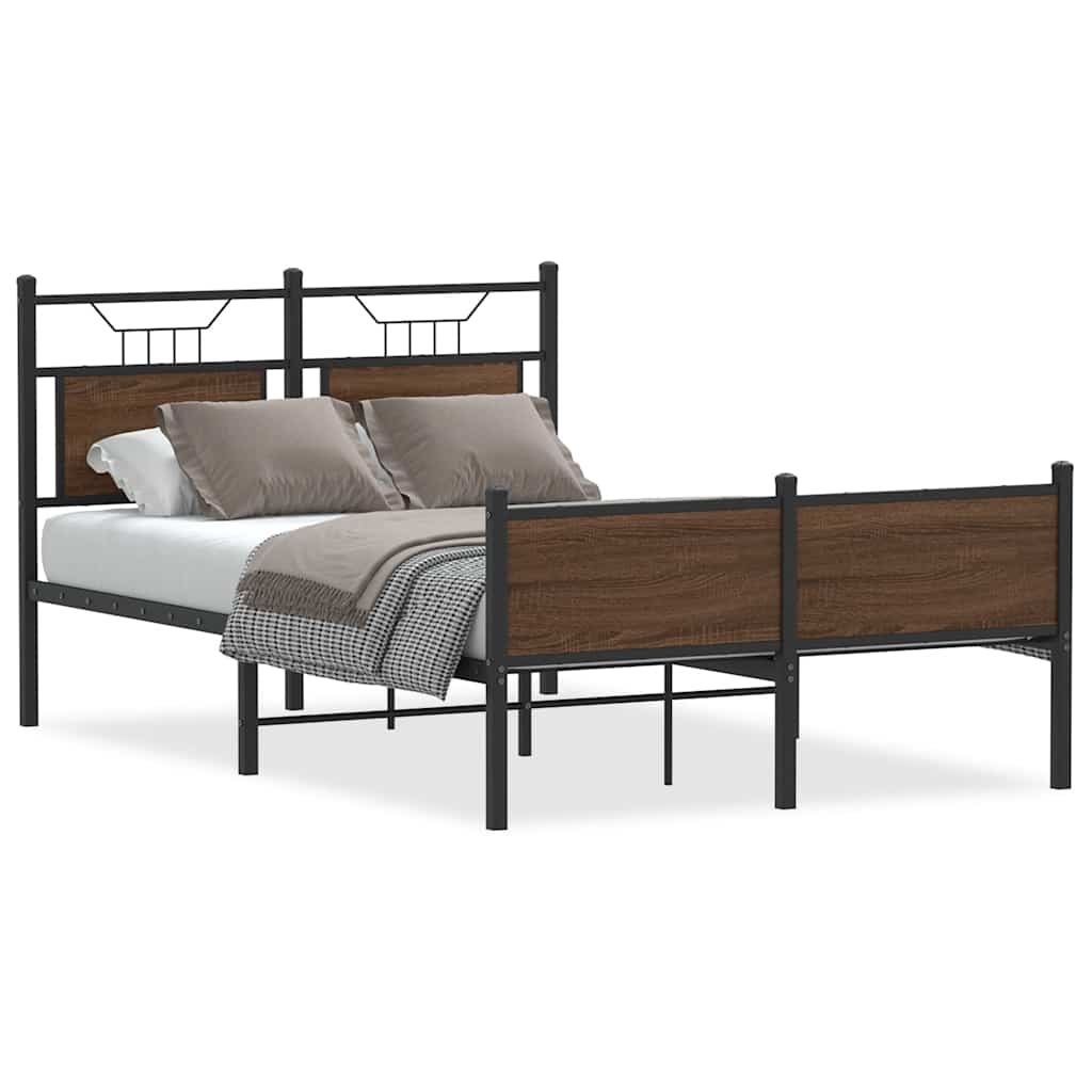 Bedframe zonder matras bewerkt hout bruin eikenkleur 120x190 cm is nu te koop bij PeponiXL, paradijselijk wonen!