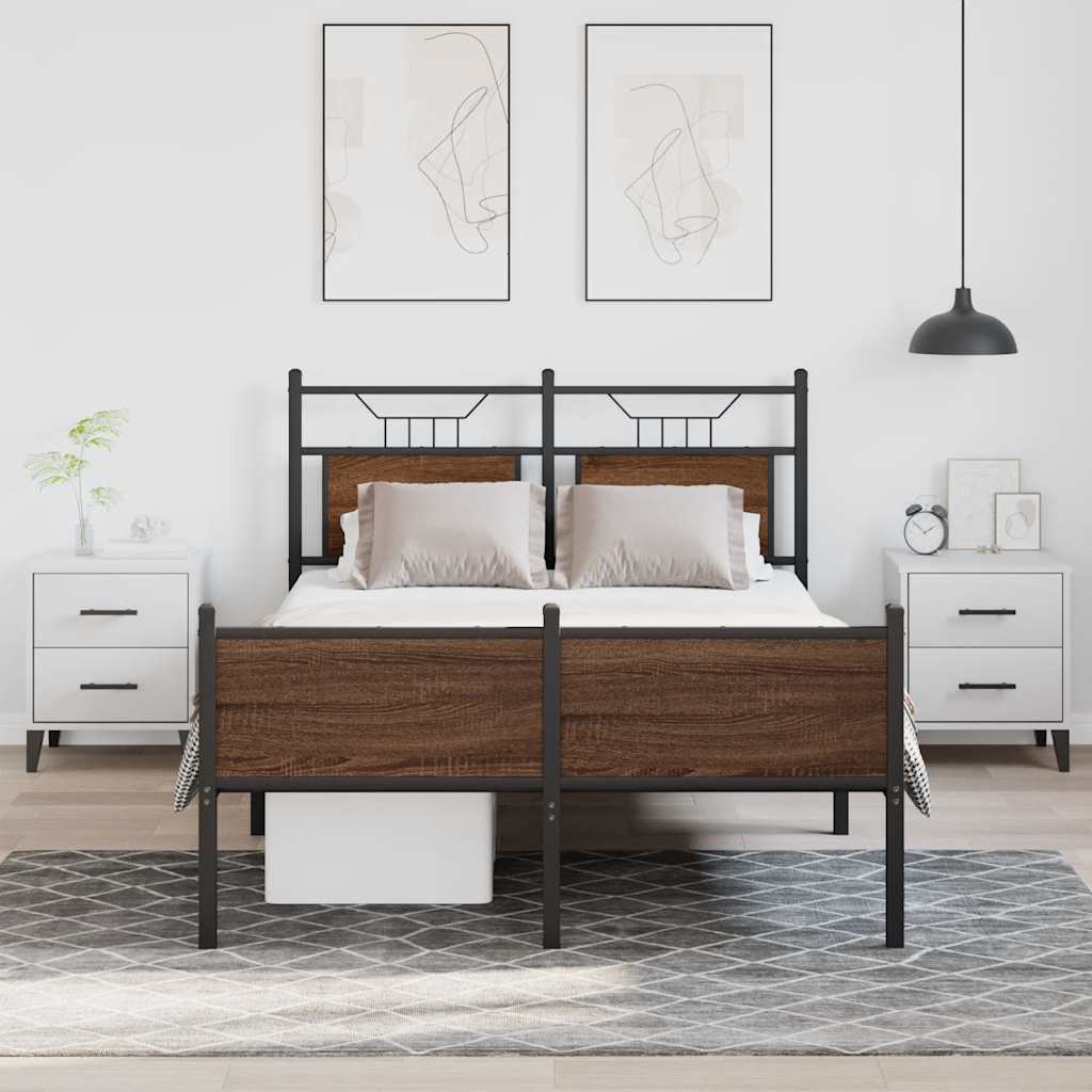 Bedframe zonder matras bewerkt hout bruin eikenkleur 120x190 cm is nu te koop bij PeponiXL, paradijselijk wonen!