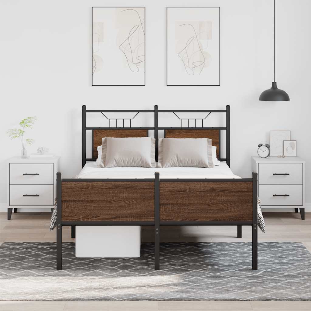 Bedframe zonder matras bewerkt hout bruin eikenkleur 120x200 cm is nu te koop bij PeponiXL, paradijselijk wonen!