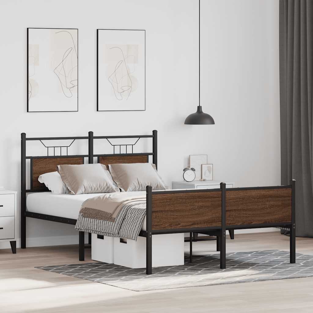 Bedframe zonder matras bewerkt hout bruin eikenkleur 120x200 cm is nu te koop bij PeponiXL, paradijselijk wonen!