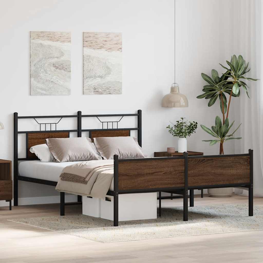 Bedframe zonder matras bewerkt hout bruin eikenkleur 140x200 cm is nu te koop bij PeponiXL, paradijselijk wonen!