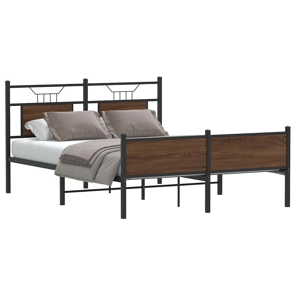 Bedframe zonder matras bewerkt hout bruin eikenkleur 140x200 cm is nu te koop bij PeponiXL, paradijselijk wonen!