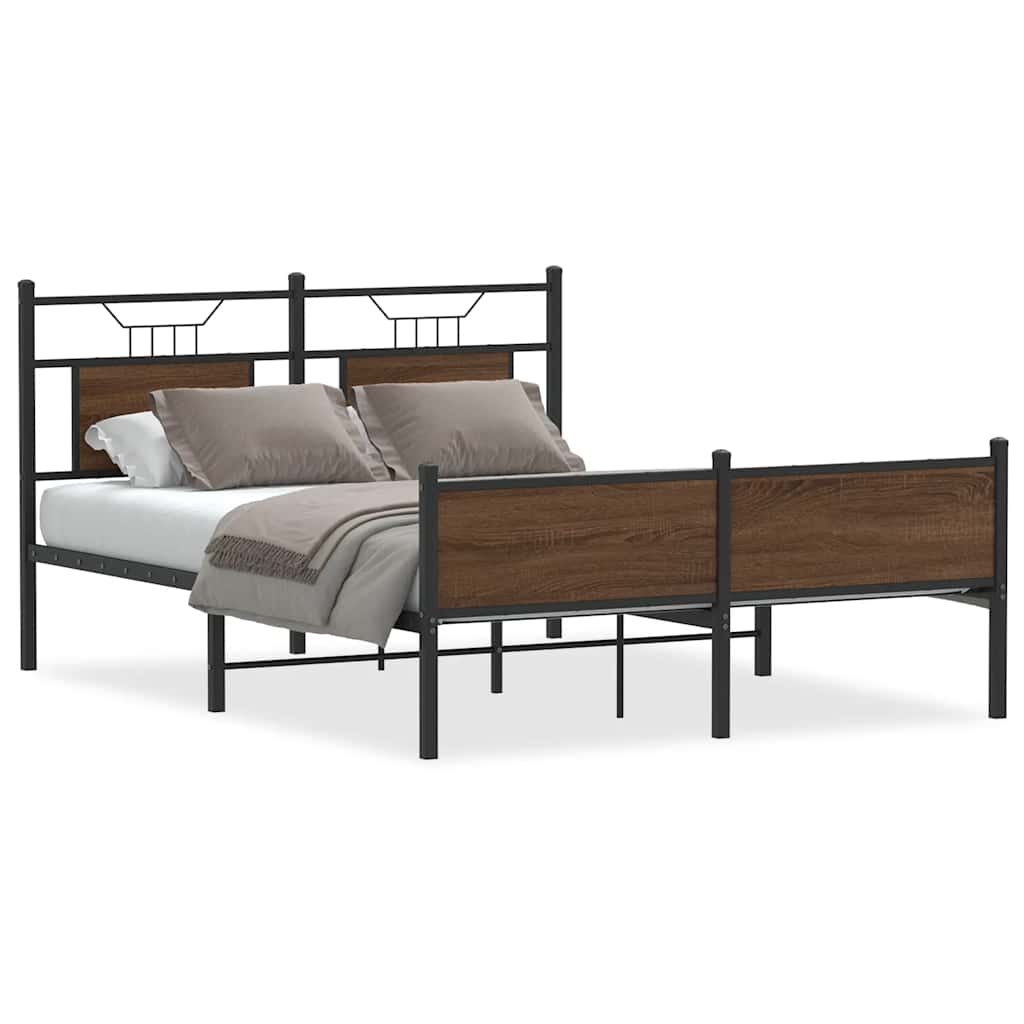 Bedframe zonder matras bewerkt hout bruin eikenkleur 150x200 cm is nu te koop bij PeponiXL, paradijselijk wonen!