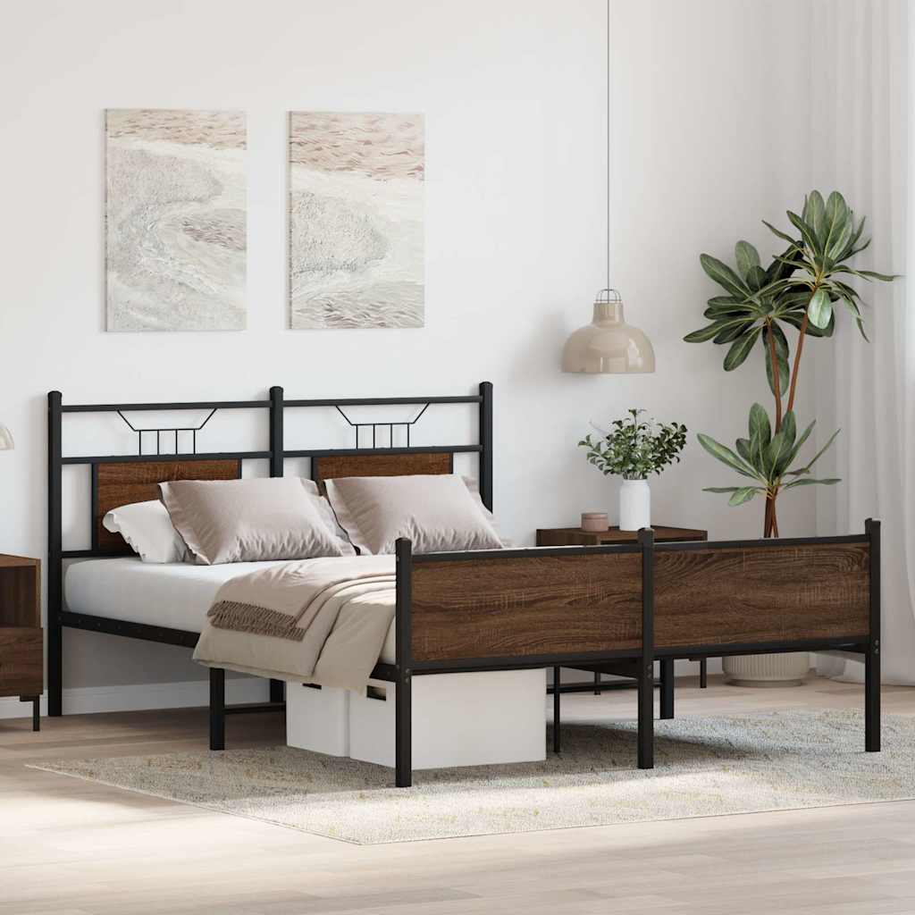 Bedframe zonder matras bewerkt hout bruin eikenkleur 150x200 cm is nu te koop bij PeponiXL, paradijselijk wonen!