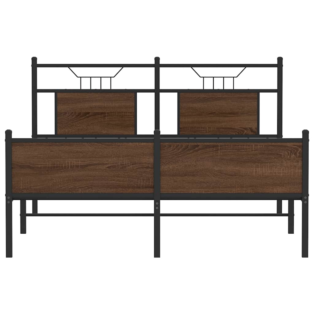 Bedframe zonder matras bewerkt hout bruin eikenkleur 150x200 cm is nu te koop bij PeponiXL, paradijselijk wonen!