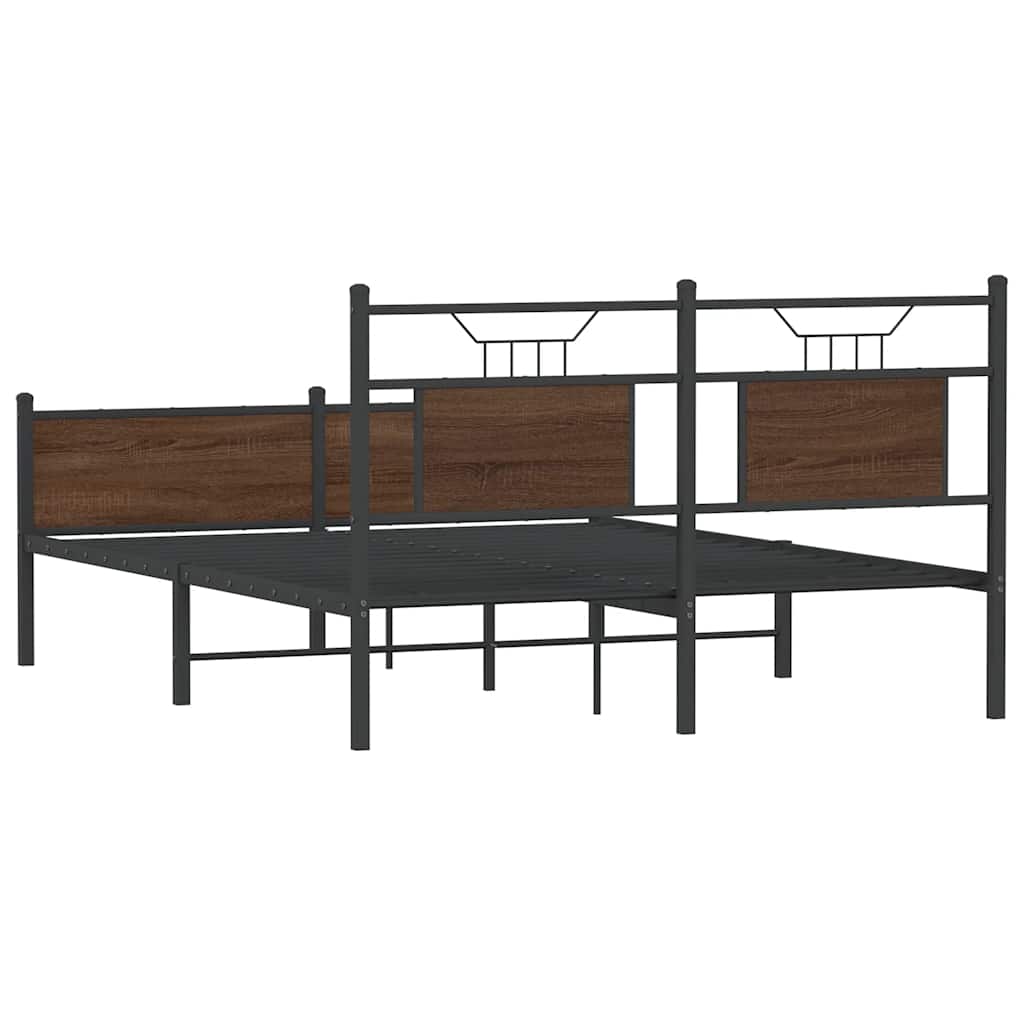 Bedframe zonder matras bewerkt hout bruin eikenkleur 150x200 cm is nu te koop bij PeponiXL, paradijselijk wonen!
