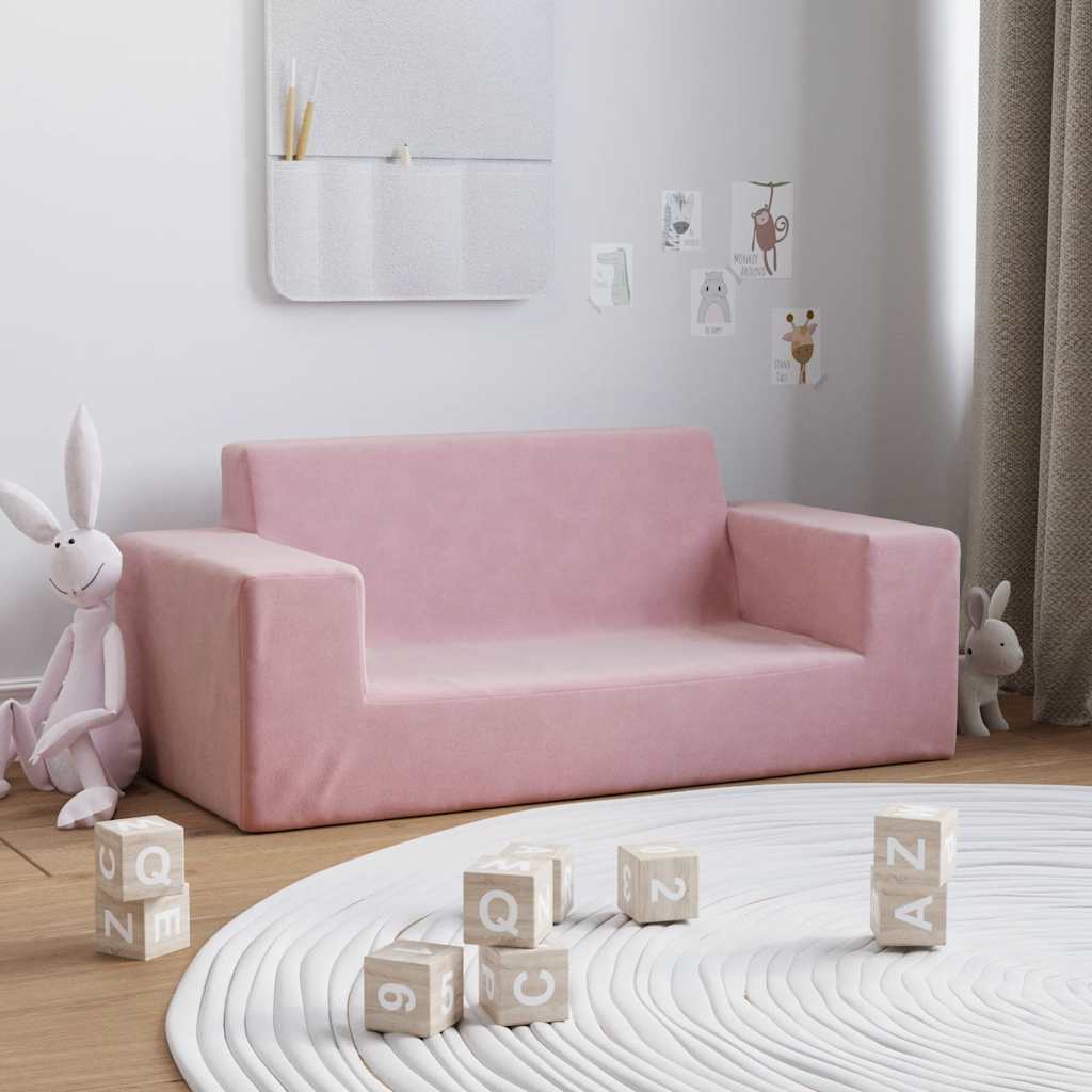 Kinderbank 2-zits zacht pluche roze is nu te koop bij PeponiXL, paradijselijk wonen!