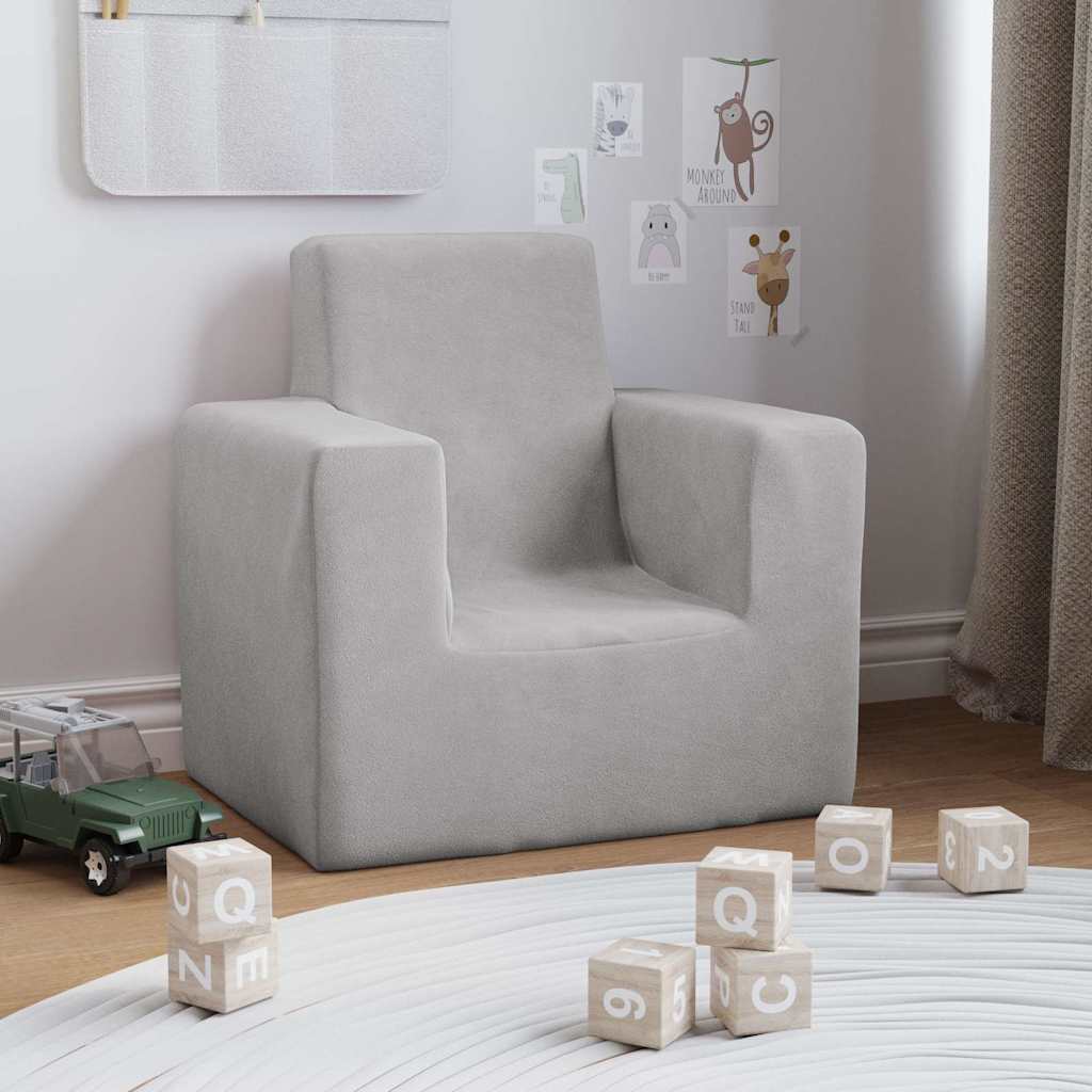 Kinderbank zacht pluche lichtgrijs is nu te koop bij PeponiXL, paradijselijk wonen!
