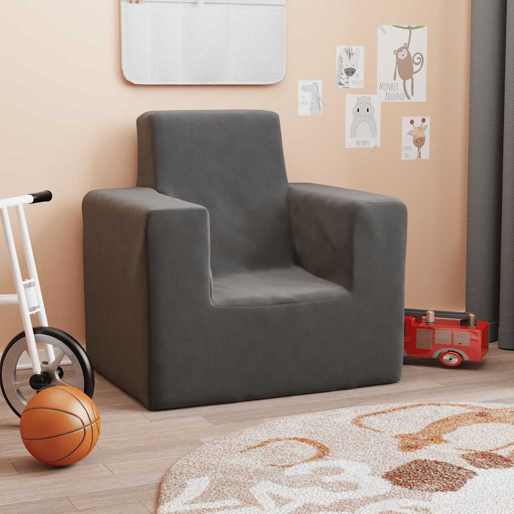 Kinderbank zacht pluche antraciet is nu te koop bij PeponiXL, paradijselijk wonen!