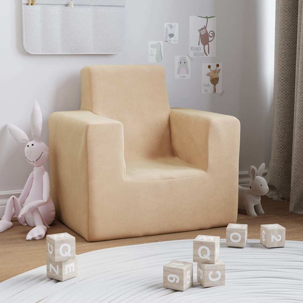 Kinderbank zacht pluche crèmekleurig is nu te koop bij PeponiXL, paradijselijk wonen!