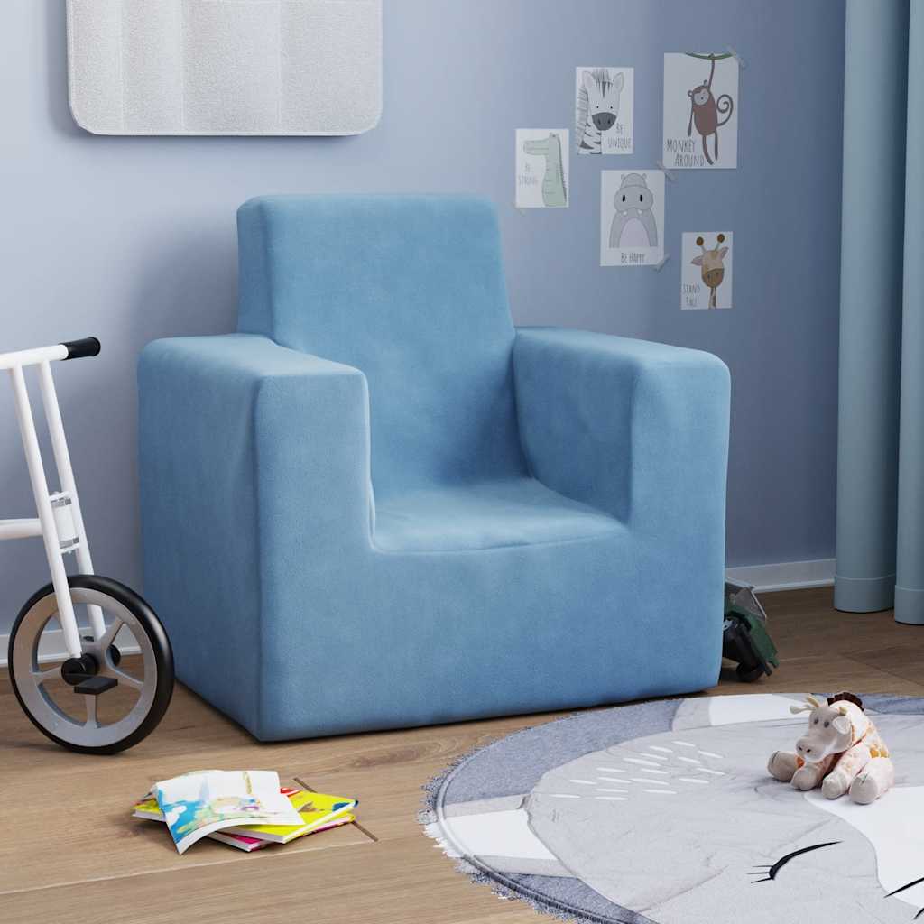 Kinderbank zacht pluche blauw is nu te koop bij PeponiXL, paradijselijk wonen!