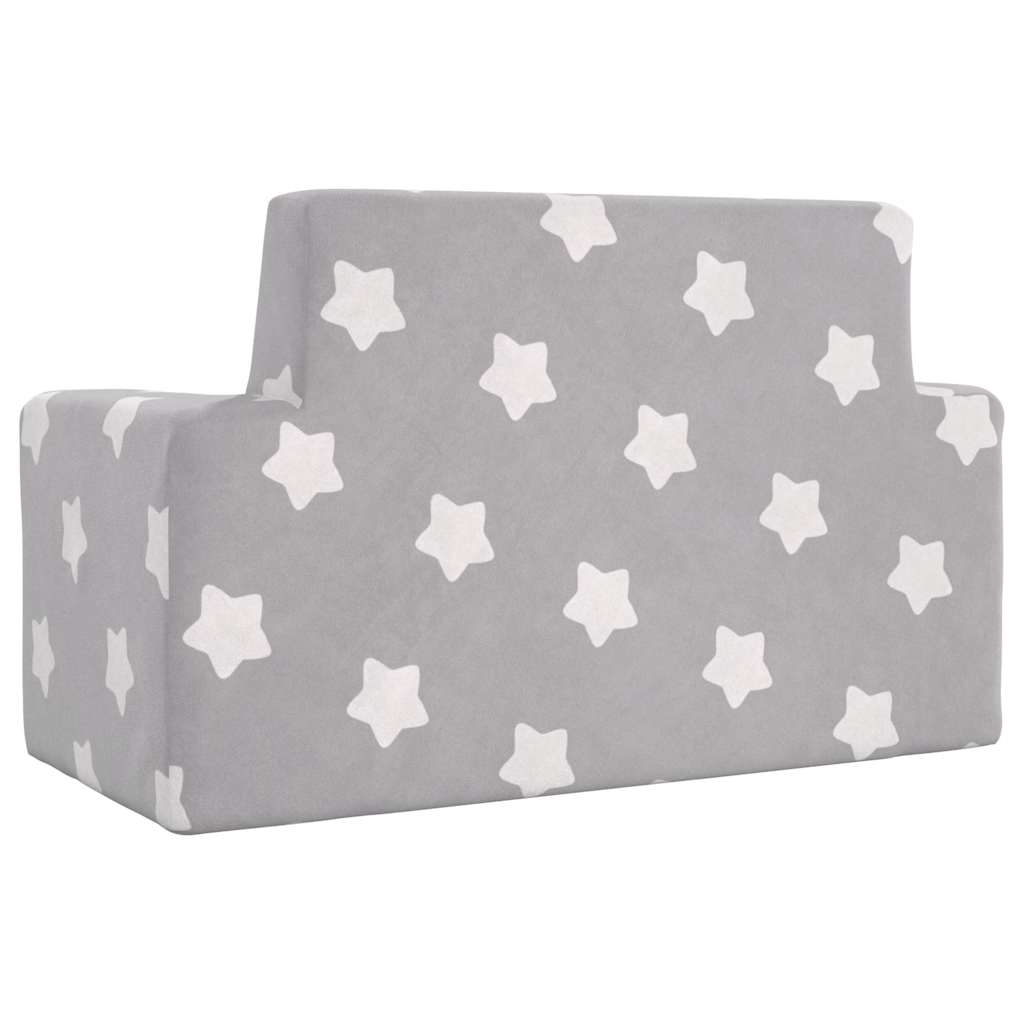 Kinderbank 2-zits met sterren zacht pluche lichtgrijs is nu te koop bij PeponiXL, paradijselijk wonen!
