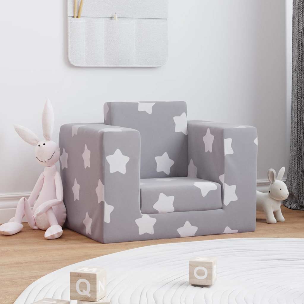 Kinderslaapbank met sterren zacht pluche lichtgrijs is nu te koop bij PeponiXL, paradijselijk wonen!