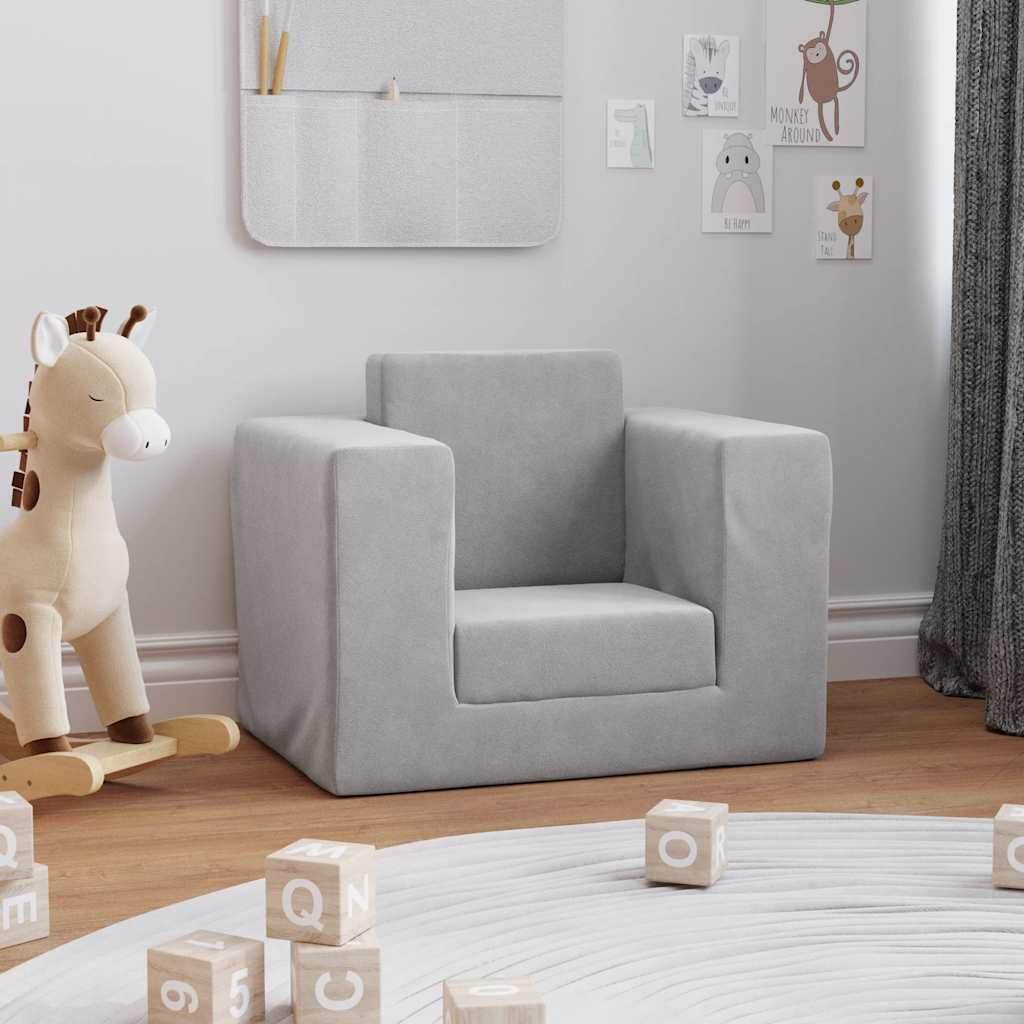 Kinderslaapbank zacht pluche lichtgrijs is nu te koop bij PeponiXL, paradijselijk wonen!