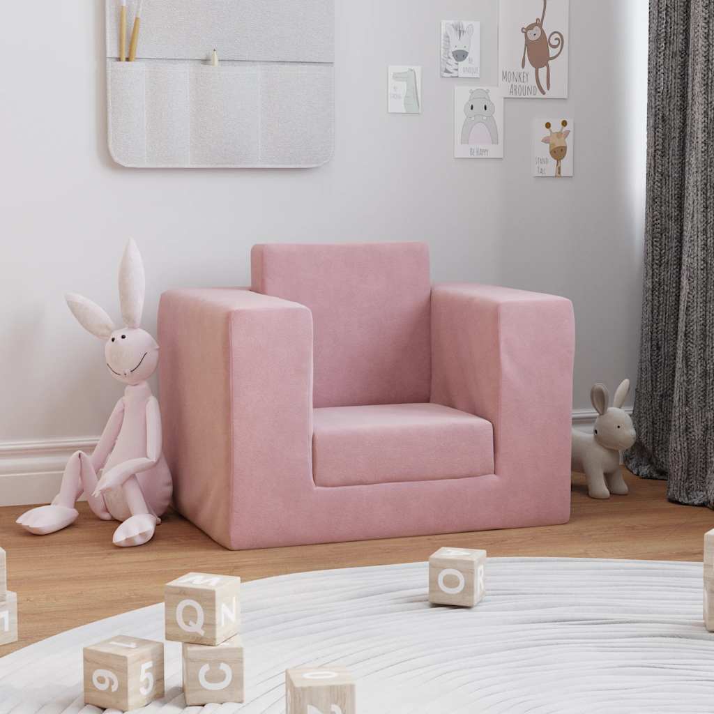 Kinderslaapbank zacht pluche roze is nu te koop bij PeponiXL, paradijselijk wonen!