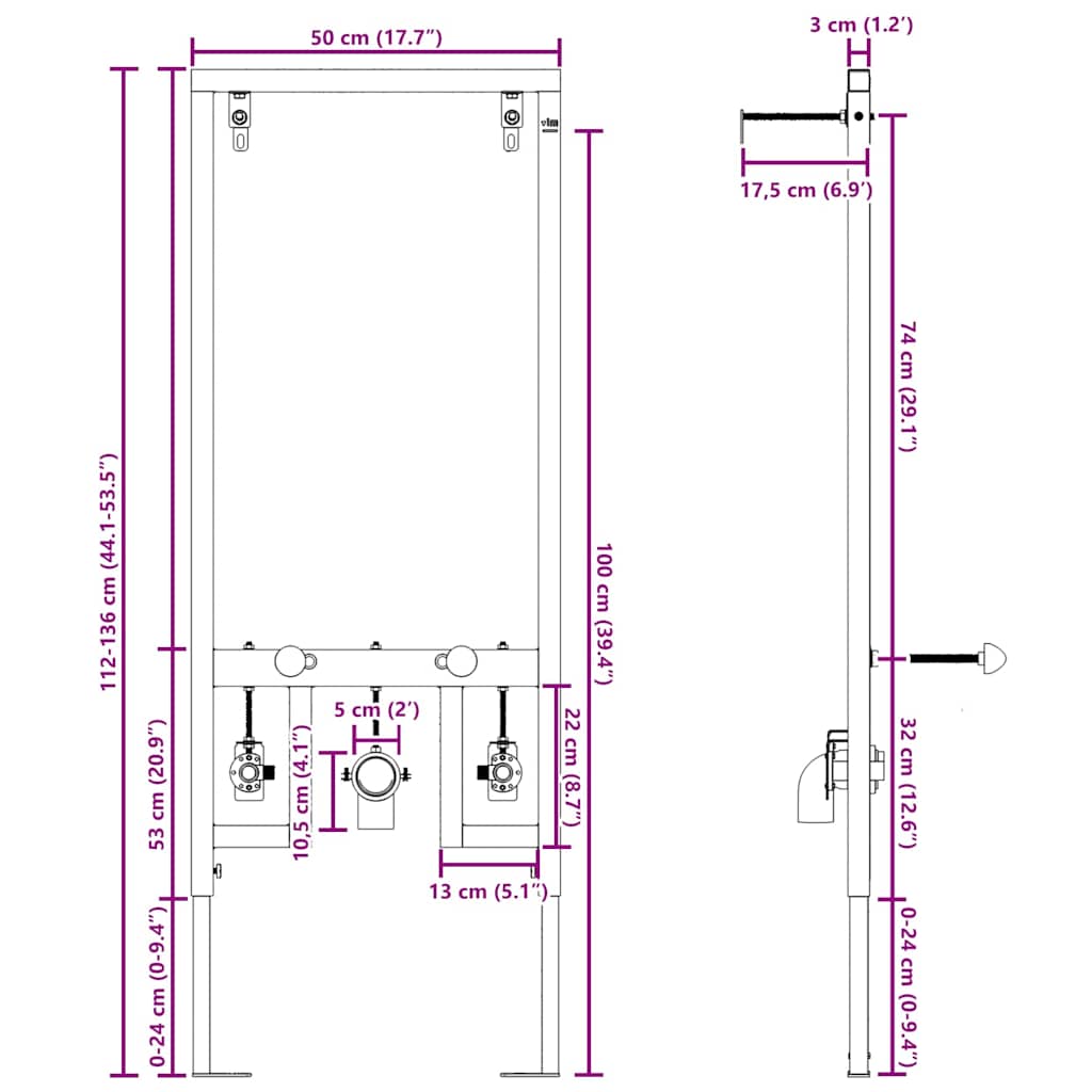 Badkamer muursteun Blauw 50 x 17.5 x 136 cm Staal is nu te koop bij PeponiXL, paradijselijk wonen!