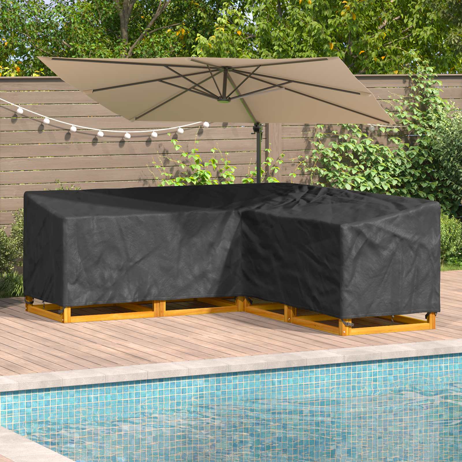 Meubelhoes Zwart 220 x 220 x 80 cm 420D Oxford Stof is nu te koop bij PeponiXL, paradijselijk wonen!