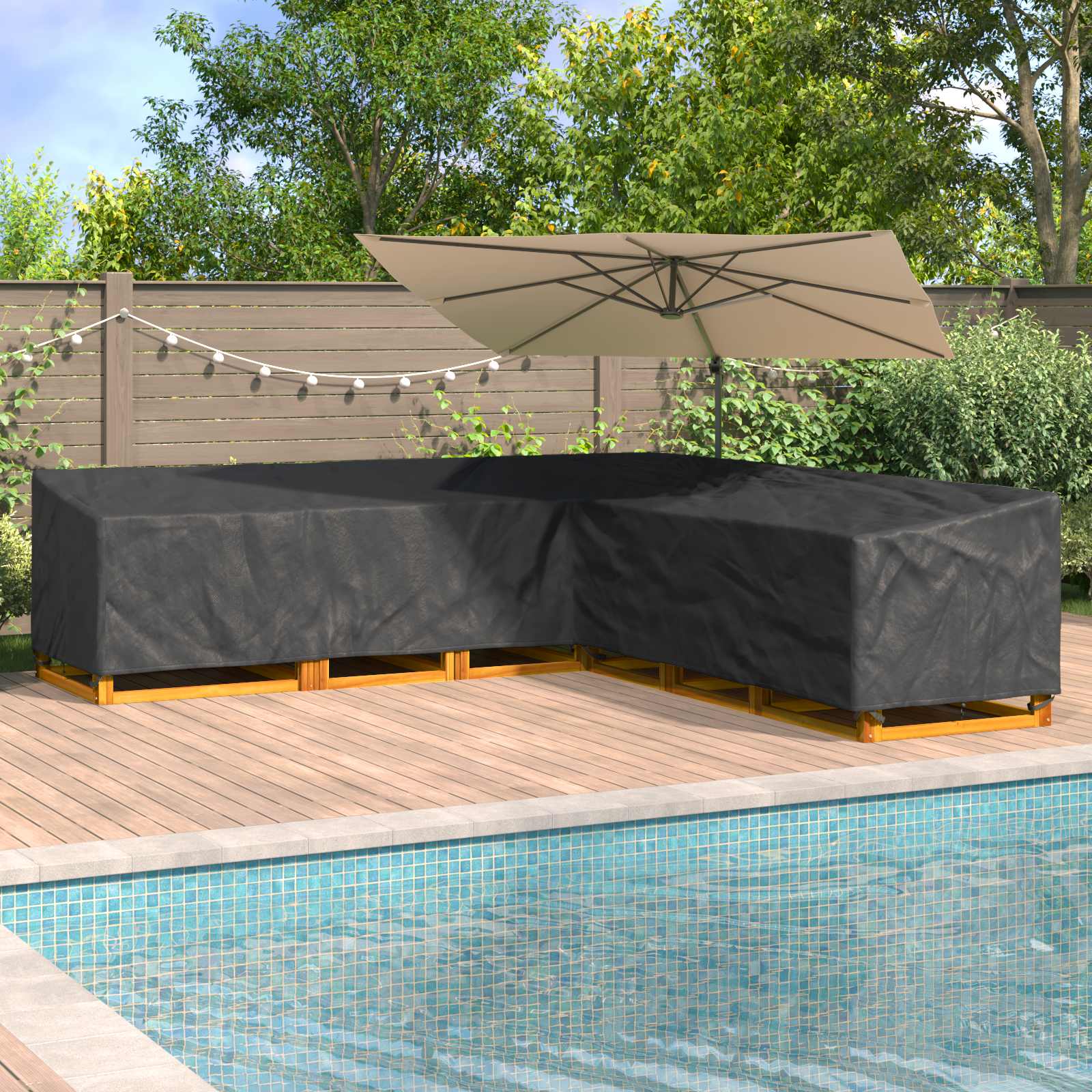 Meubelhoes Zwart 300 x 300 x 80 cm 600D Oxford Stof is nu te koop bij PeponiXL, paradijselijk wonen!