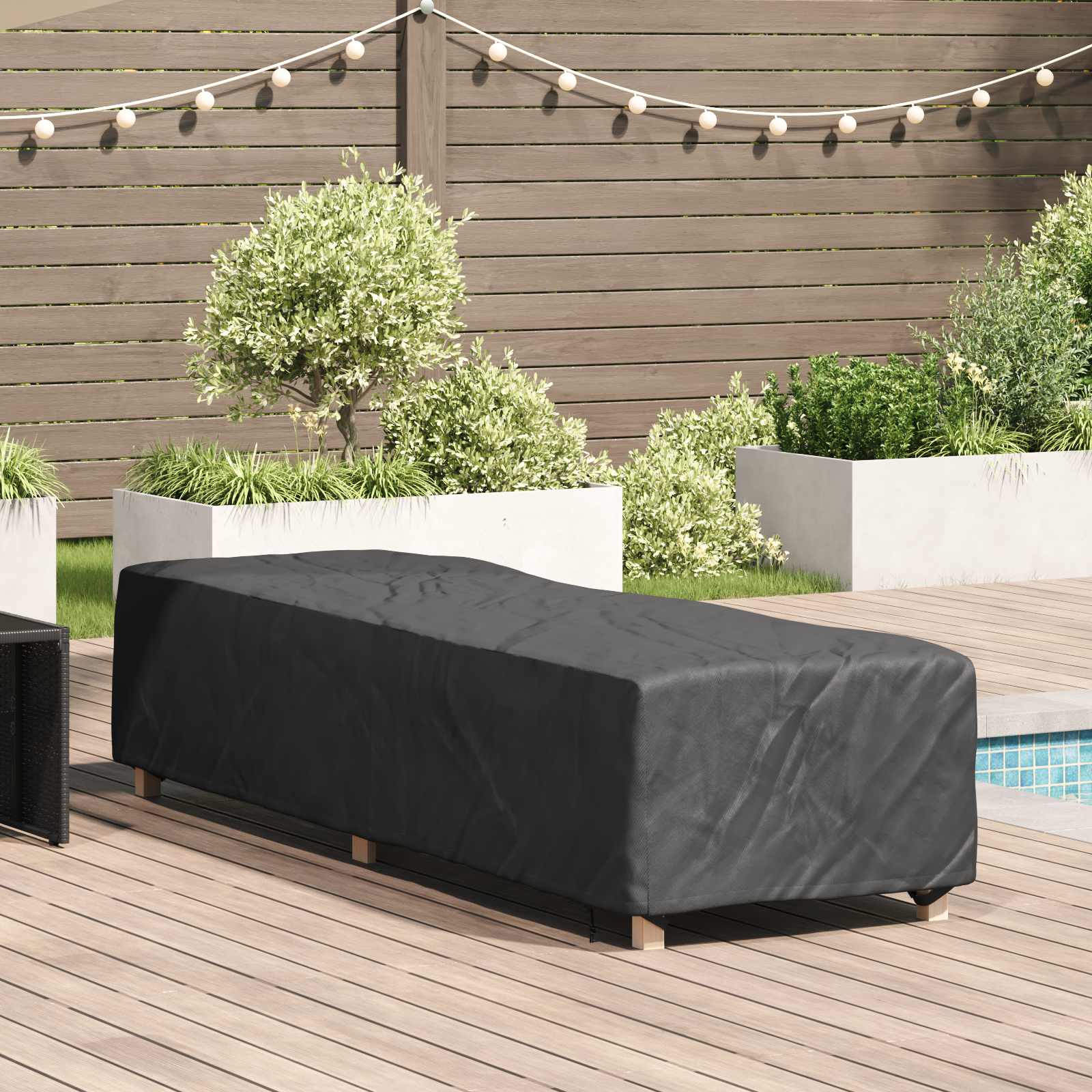 Lounger Hoes Effen Zwart 74 x 210 x 40 cm Stof is nu te koop bij PeponiXL, paradijselijk wonen!