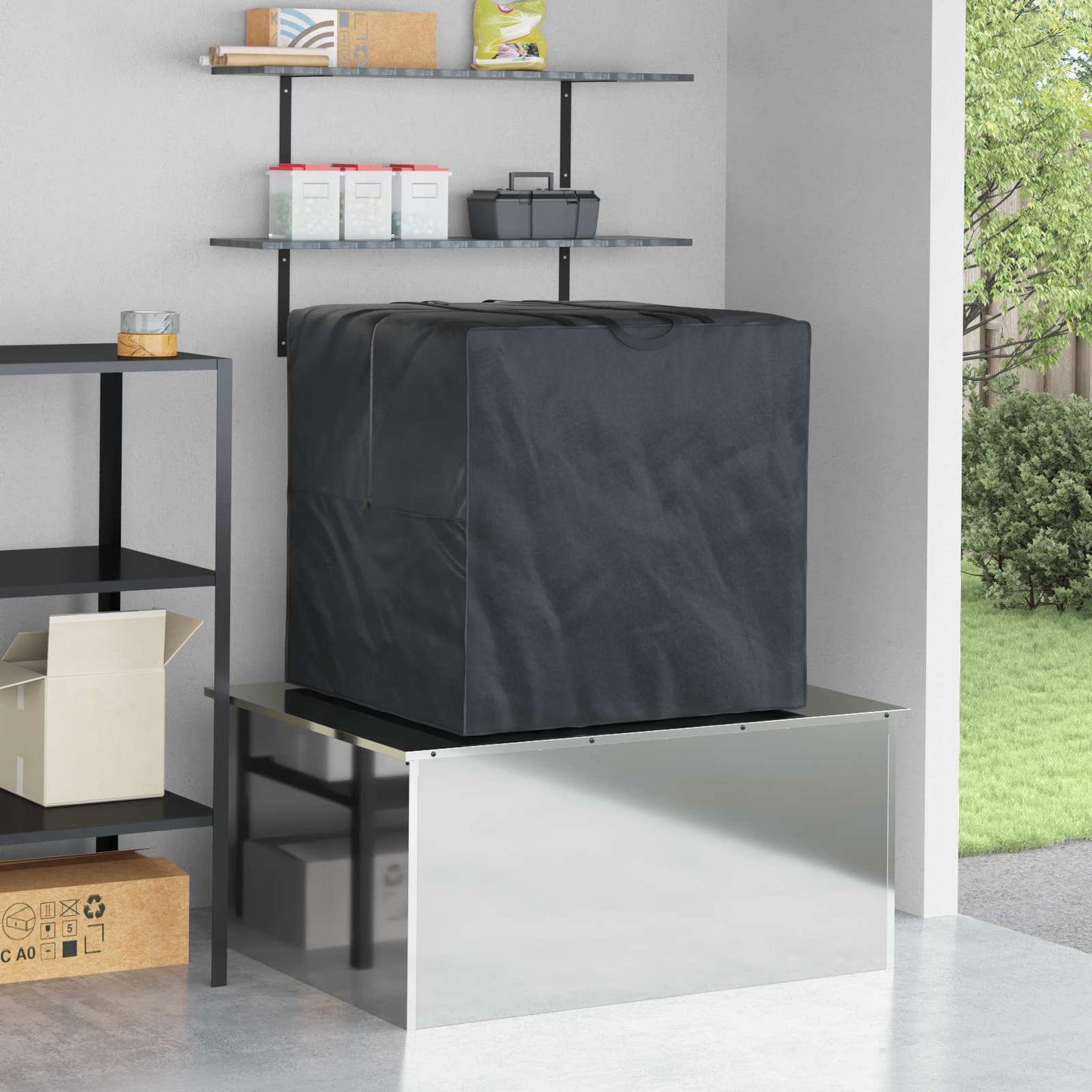 Buitent Opslagtas Zwart 80 x 80 x 60 cm 210D Oxford Stof is nu te koop bij PeponiXL, paradijselijk wonen!