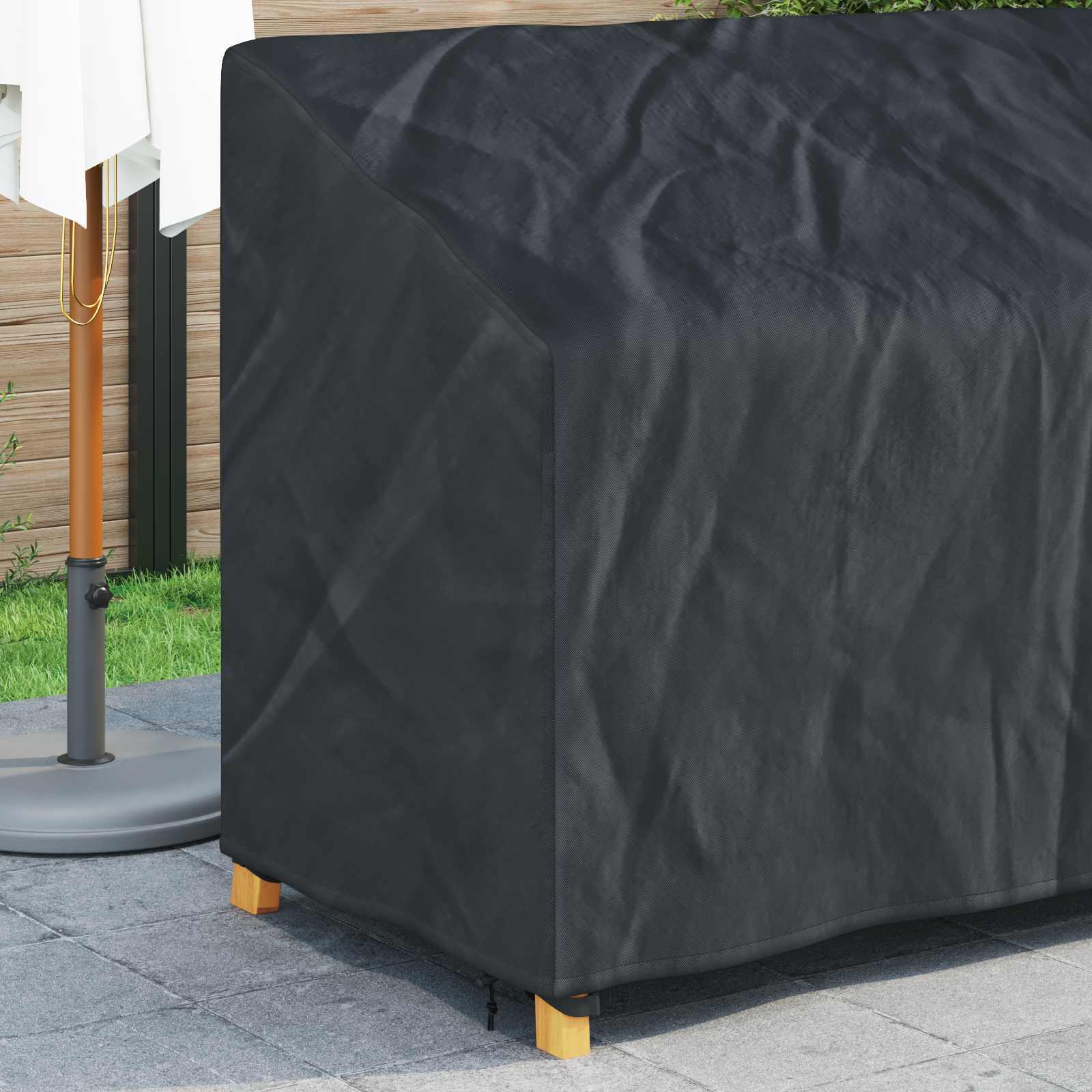 Tuinbankhoes Zwart 165 x 70 x 65 / 94 cm 420D Oxford Stof is nu te koop bij PeponiXL, paradijselijk wonen!