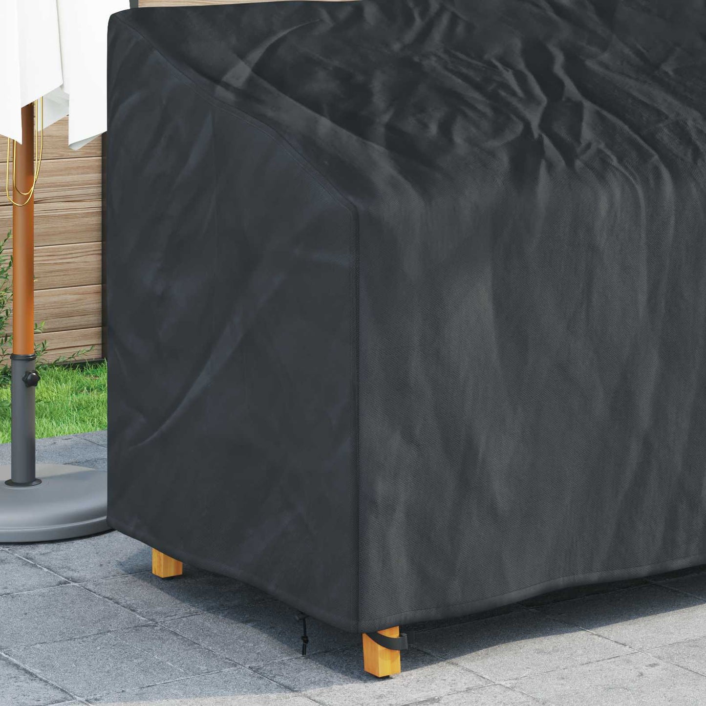 Tuinbankhoes Zwart 205 x 85 x 65 / 94 cm 210D Oxford Stof is nu te koop bij PeponiXL, paradijselijk wonen!