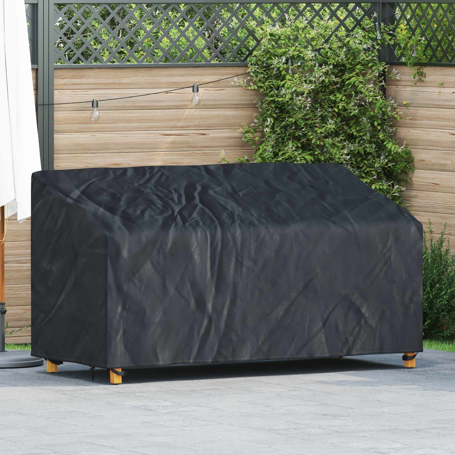Tuinbankhoes Zwart 205 x 85 x 65 / 94 cm 210D Oxford Stof is nu te koop bij PeponiXL, paradijselijk wonen!