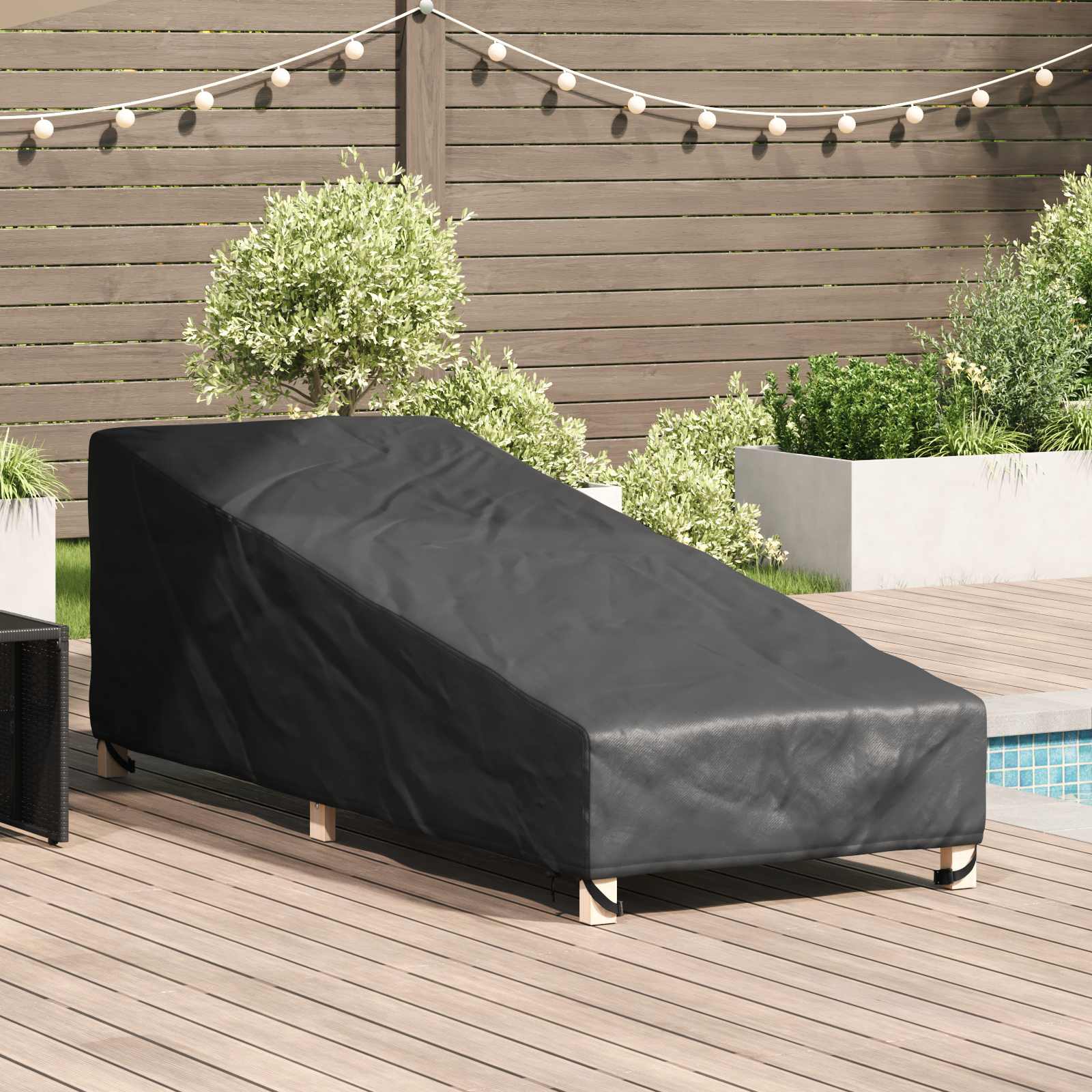 Tuinmeubelhoes Zwart 195 x 76 x 82 cm 420D Oxford stof is nu te koop bij PeponiXL, paradijselijk wonen!