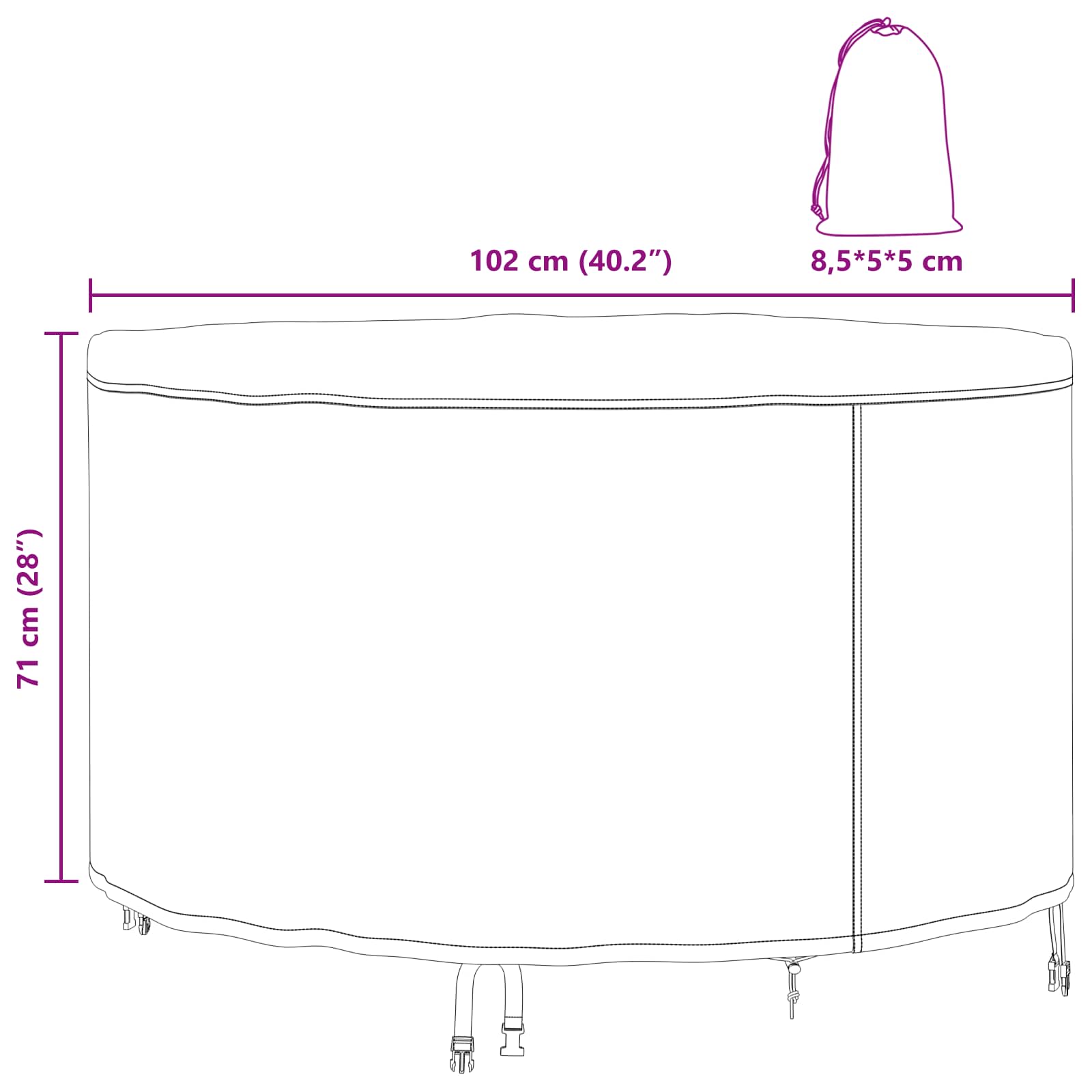 Hoes voor tuinmeubelen Zwart 102 x 102 x 71 cm 420D stof is nu te koop bij PeponiXL, paradijselijk wonen!