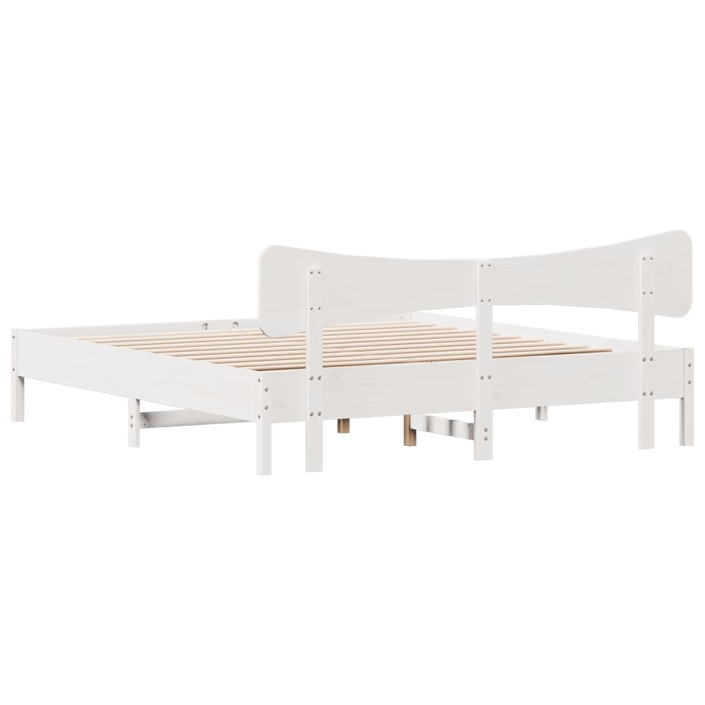 Bedframe zonder matras massief grenenhout wit 200x200 cm is nu te koop bij PeponiXL, paradijselijk wonen!