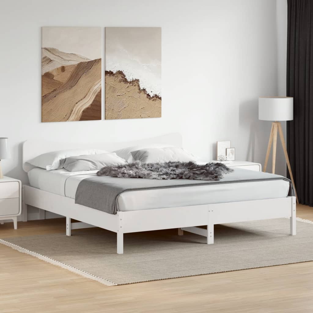 Bedframe zonder matras massief grenenhout wit 200x200 cm is nu te koop bij PeponiXL, paradijselijk wonen!